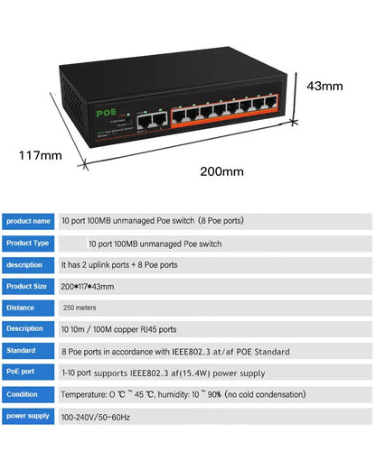 10-Port POE Fast Switch