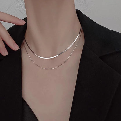 Double Layer Silver Snake Chain