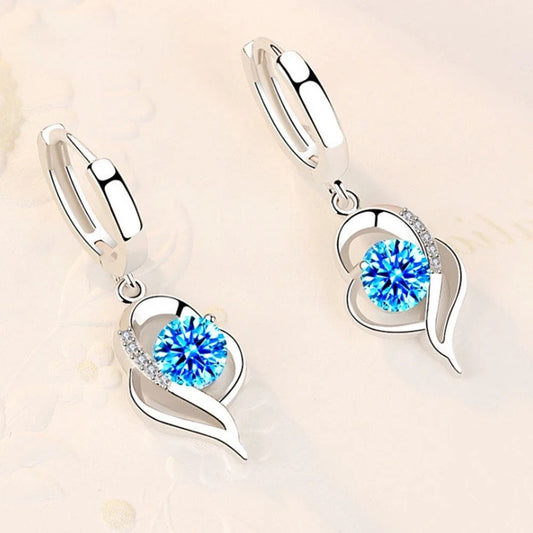 Elegant Heart Zircon Drop Earrings