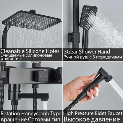 Luxury Matte Black Shower Set