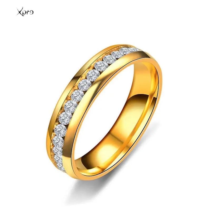 Crystal Stainless Steel Couple Rings