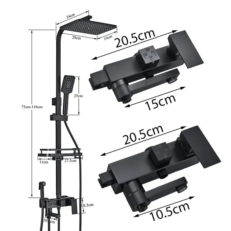 Luxury Matte Black Shower Set
