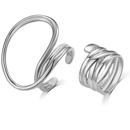 Bold Geometric Statement Rings - 2pcs/set