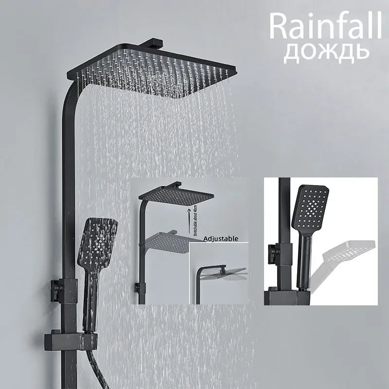 Luxury Matte Black Shower Set