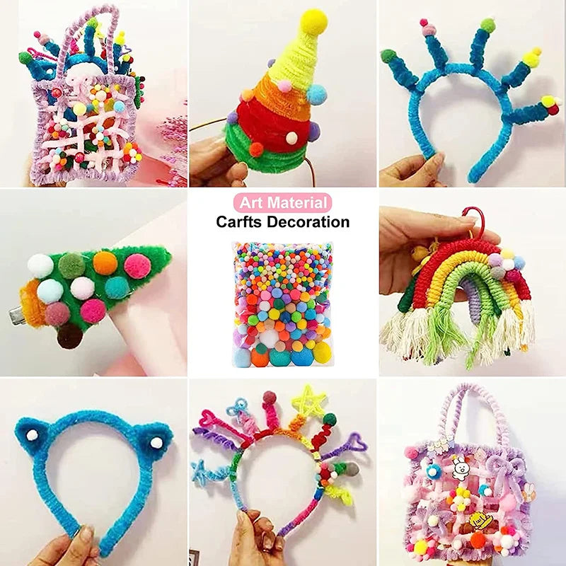 Colorful Fluffy Pom Poms Set