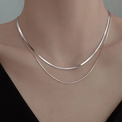 Double Layer Silver Snake Chain