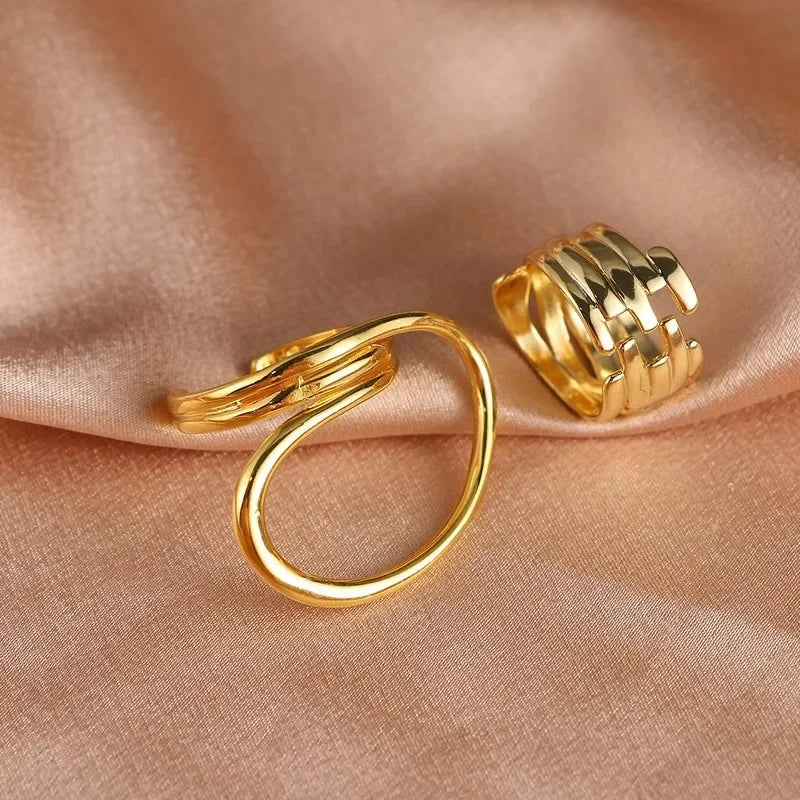 Bold Geometric Statement Rings - 2pcs/set