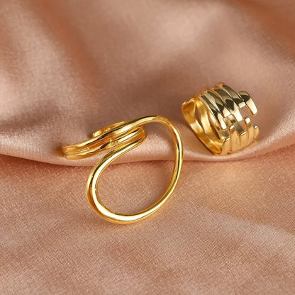 Bold Geometric Statement Rings - 2pcs/set