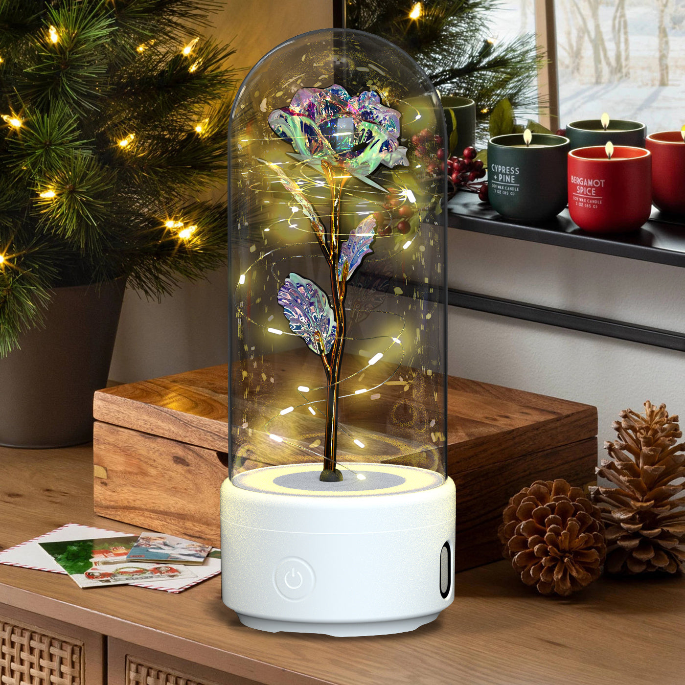 Rose LED Lamp & Bluetooth Speaker