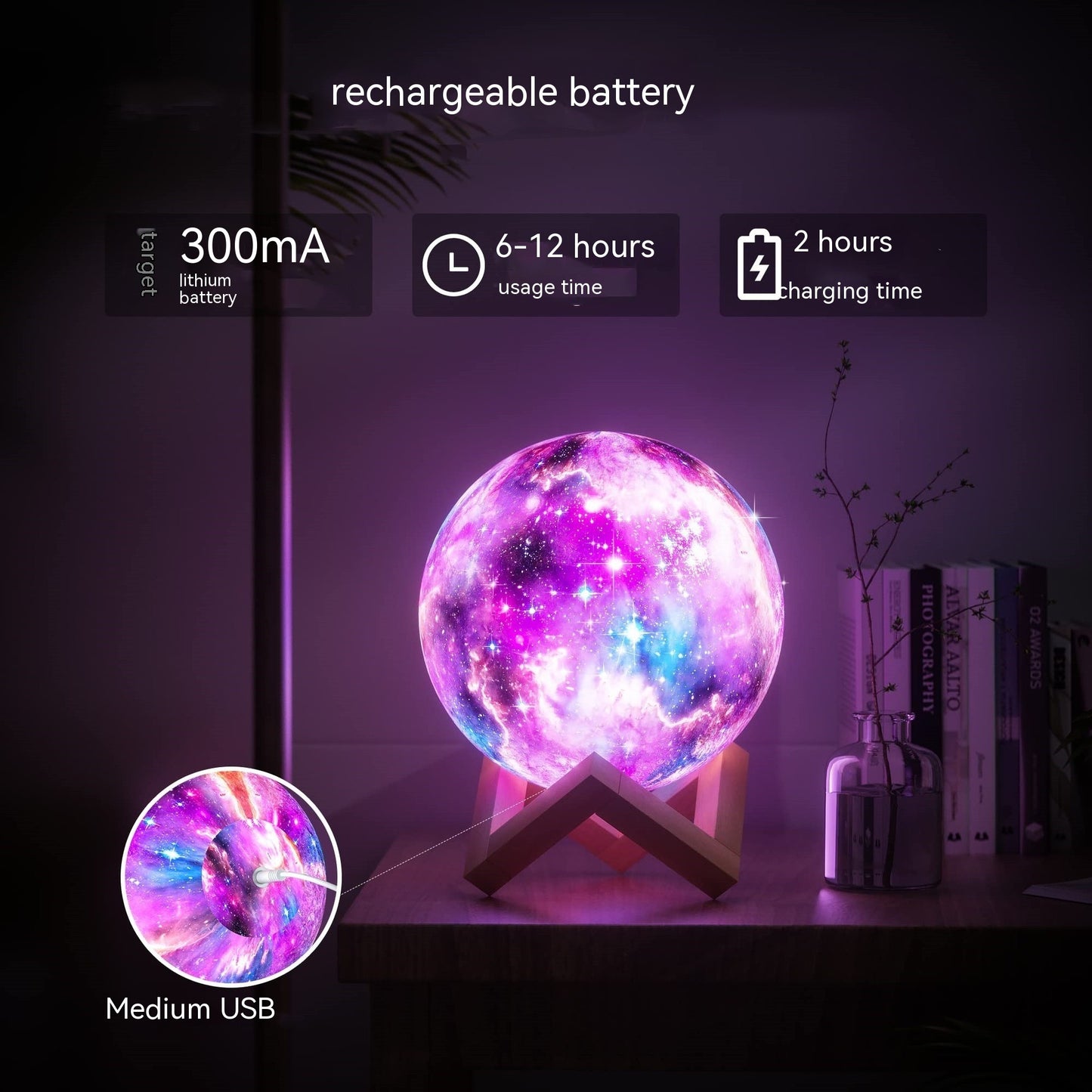 Galaxy Moon Lamp: Colorful Serenity