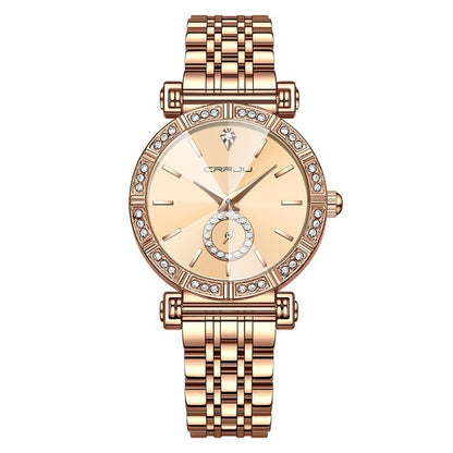 Elegant Diamond-Embedded Steel Watch