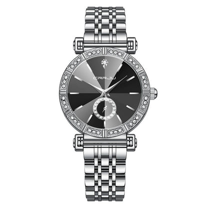 Elegant Diamond-Embedded Steel Watch